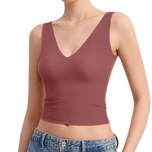 PUMIEY Women's Deep V Neck Sleeveless Tank Top Sexy Double Lined Going Out Tops
